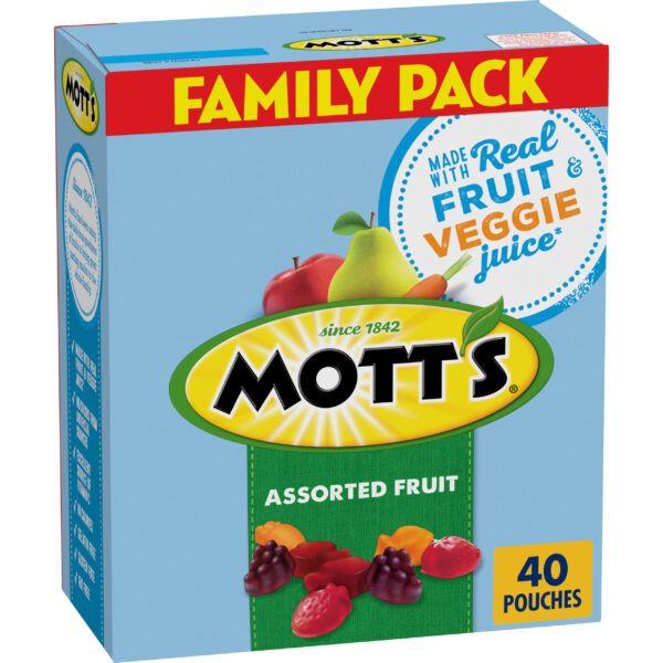 Mott's Fruit Flavored Snacks, Assorted Fruit, Gluten Free Snack, Family Pack, 40 Ct, 32 oz